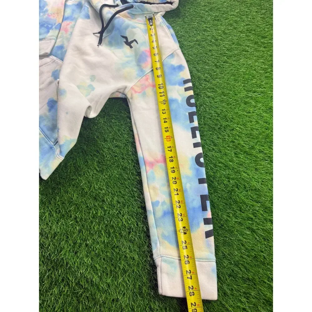 Hollister Tie Dye Winter Hoodie Unisex S Blue Pink Yellow Pullover Seagull Logo